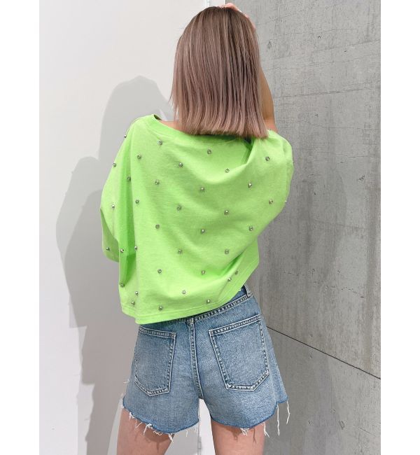 GYDA「ハイウエスト LEFT HEM ダメージデニム ショートパンツ」|デニム|