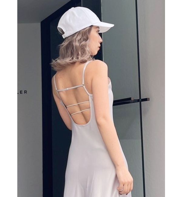 GYDA「バックオープンサテンキャミロングワンピース」|ワンピース|