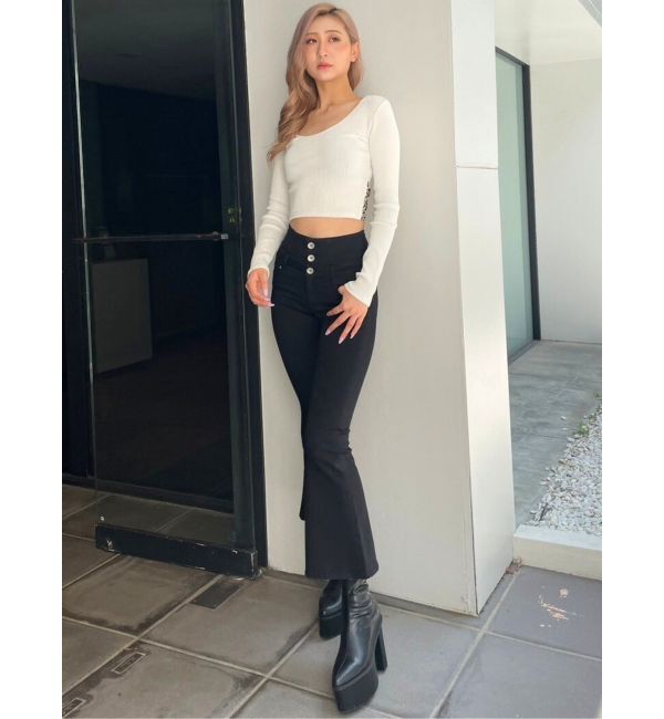 GYDA「レオパードBACKリボンテレコロンＴ」|Tシャツ・カットソー|