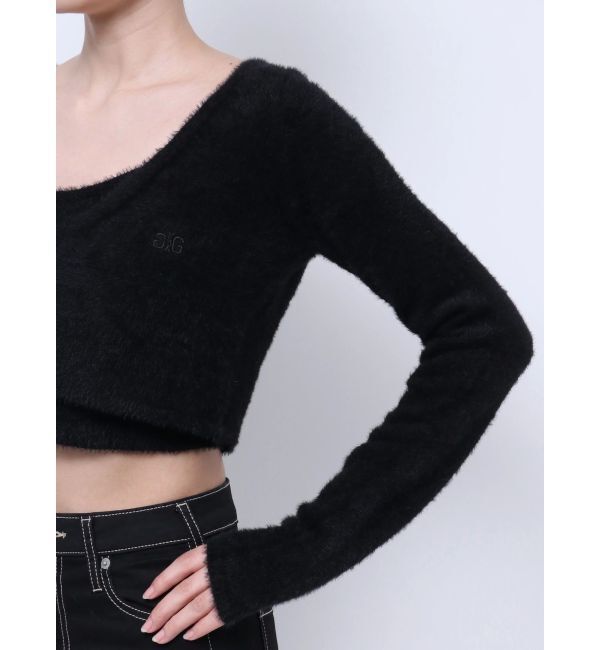 GYDA「Symmetry GYDA embroideryシャギーニットカーディガン【SETUP着用可】」|カーディガン|