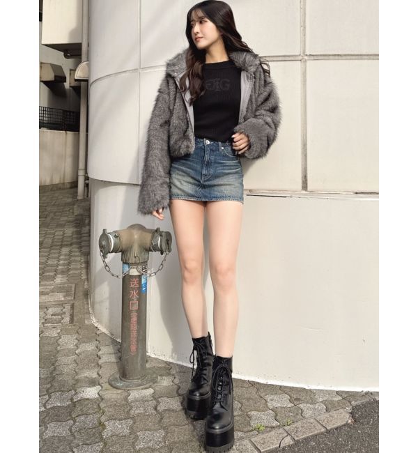 GYDA「フェイクファーW ZIPショートコート」|その他|