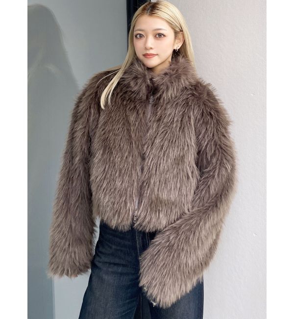 GYDA「フェイクファーW ZIPショートコート」|その他|