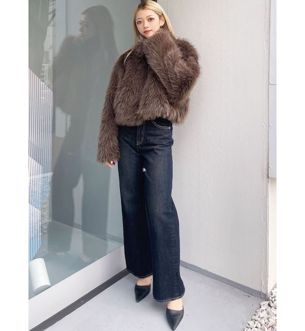 GYDA「フェイクファーW ZIPショートコート」|その他|