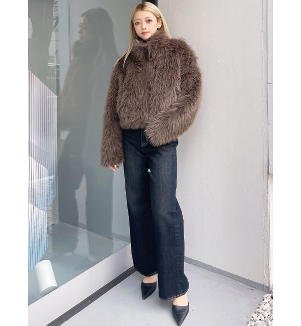 GYDA「フェイクファーW ZIPショートコート」|その他|