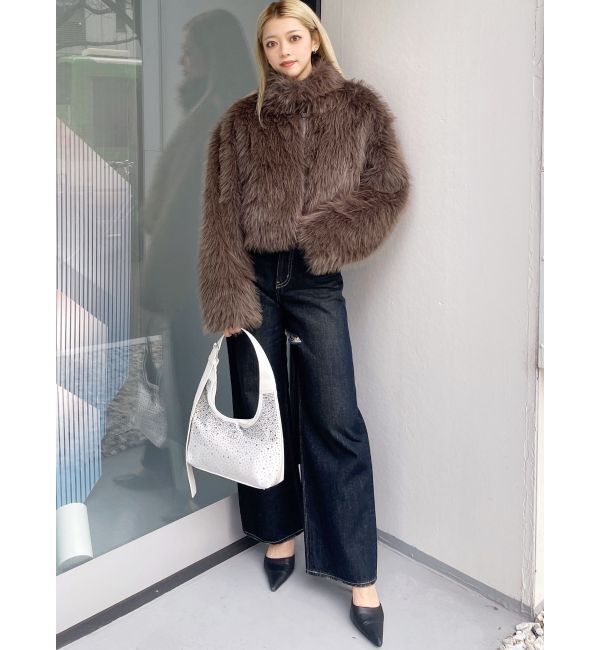 GYDA「フェイクファーW ZIPショートコート」|その他|