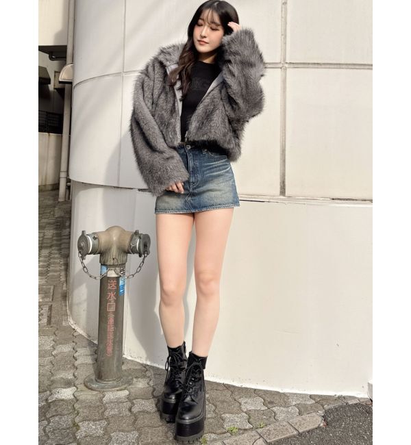 GYDA「フェイクファーW ZIPショートコート」|その他|