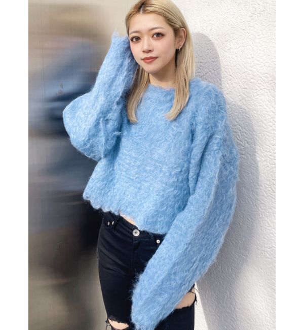 GYDA「モヘアタッチシャギーショートニットトップス【WEB限定】」|ニット・セーター|