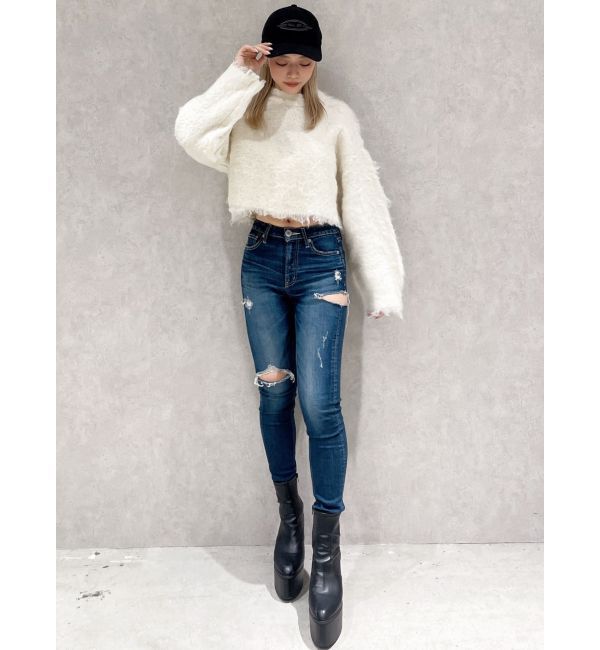 GYDA「モヘアタッチシャギーショートニットトップス【WEB限定】」|ニット・セーター|