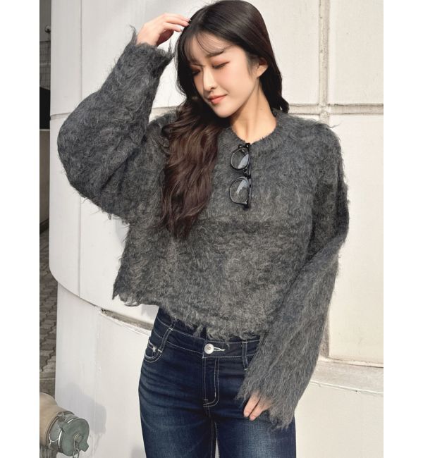 GYDA「モヘアタッチシャギーショートニットトップス【WEB限定】」|ニット・セーター|