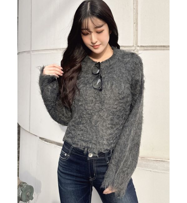 GYDA「モヘアタッチシャギーショートニットトップス【WEB限定】」|ニット・セーター|