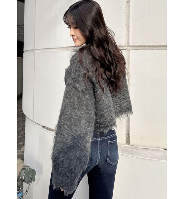 GYDA「モヘアタッチシャギーショートニットトップス【WEB限定】」|ニット・セーター|