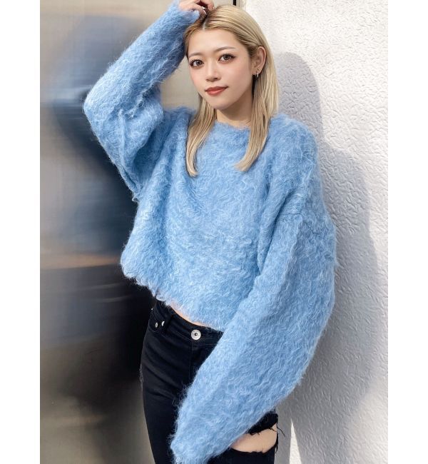 GYDA「モヘアタッチシャギーショートニットトップス【WEB限定】」|ニット・セーター|