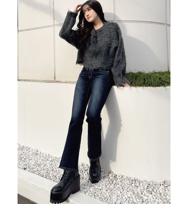 GYDA「モヘアタッチシャギーショートニットトップス【WEB限定】」|ニット・セーター|