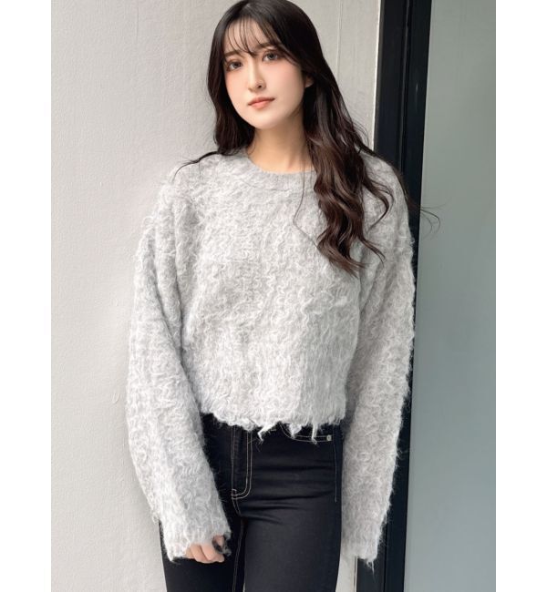 GYDA「モヘアタッチシャギーショートニットトップス【WEB限定】」|ニット・セーター|