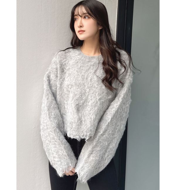 GYDA「モヘアタッチシャギーショートニットトップス【WEB限定】」|ニット・セーター|