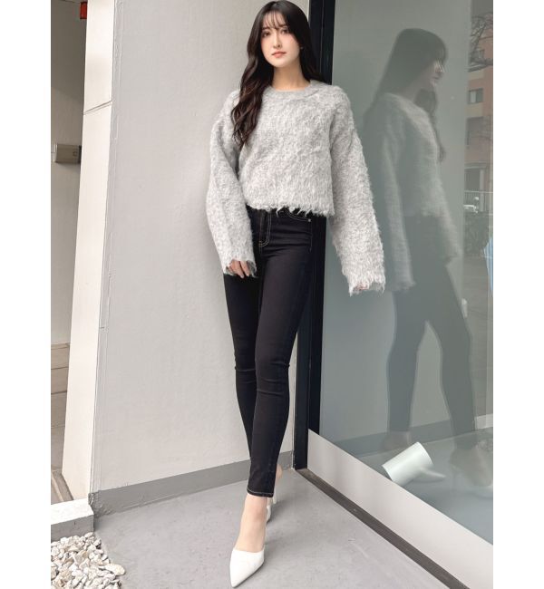 GYDA「モヘアタッチシャギーショートニットトップス【WEB限定】」|ニット・セーター|