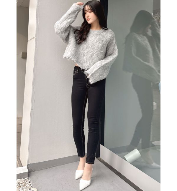 GYDA「モヘアタッチシャギーショートニットトップス【WEB限定】」|ニット・セーター|