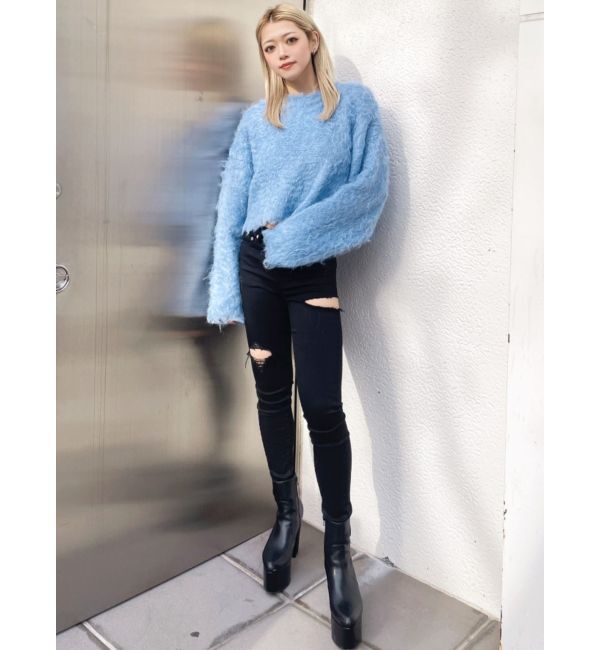 GYDA「モヘアタッチシャギーショートニットトップス【WEB限定】」|ニット・セーター|