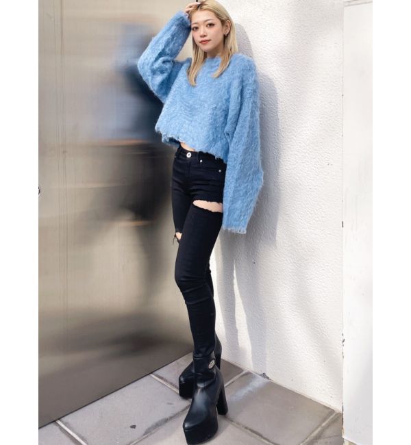 GYDA「モヘアタッチシャギーショートニットトップス【WEB限定】」|ニット・セーター|