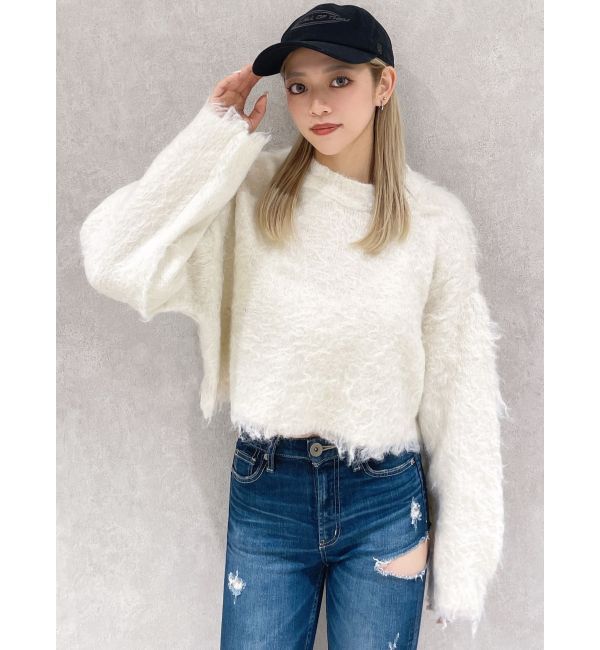 GYDA「モヘアタッチシャギーショートニットトップス【WEB限定】」|ニット・セーター|