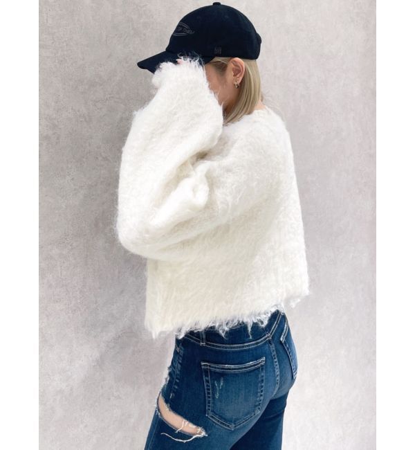 GYDA「モヘアタッチシャギーショートニットトップス【WEB限定】」|ニット・セーター|