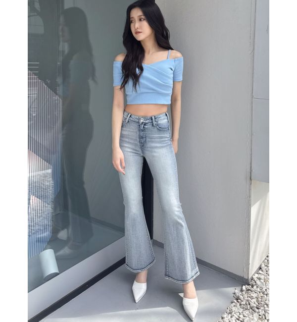 GYDA「ハーフスリーブカシュクールオフショルショートトップス」|Tシャツ・カットソー|