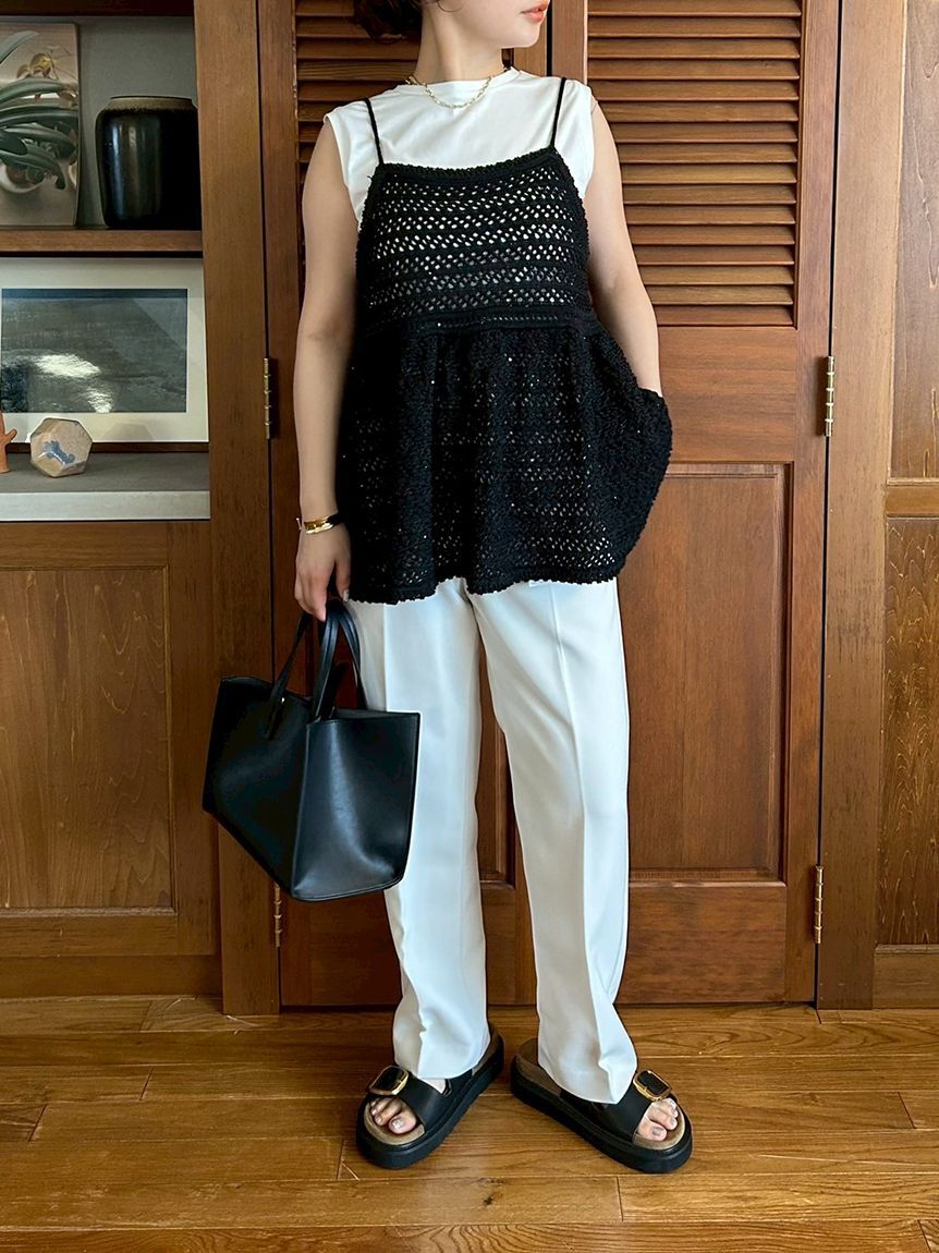 Mila Owen「【WEB限定カラー】後ろゴムセンタープレステーパードパンツ【ウォッシャブル】」|チノ|