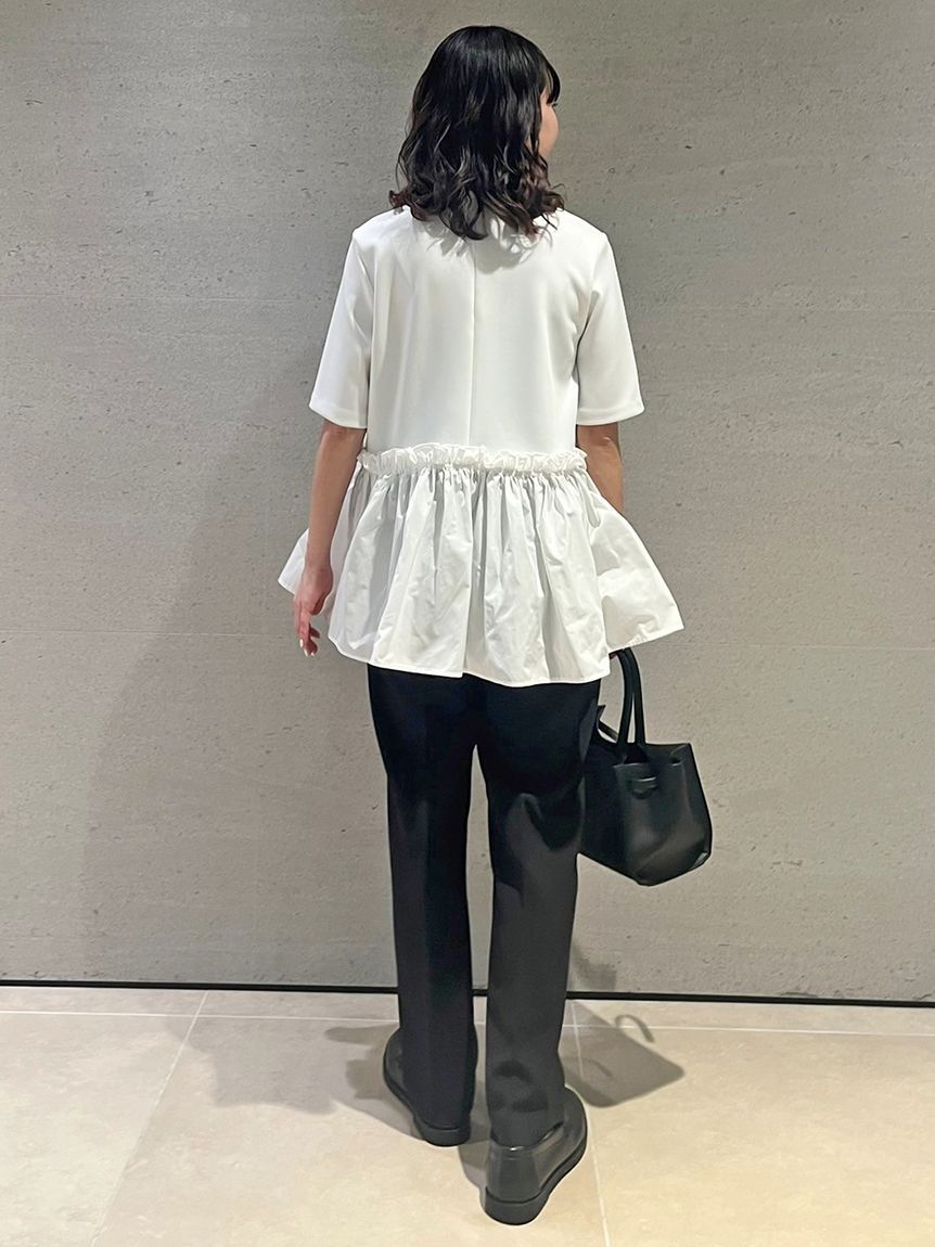 Mila Owen「【WEB限定カラー】後ろゴムセンタープレステーパードパンツ【ウォッシャブル】」|チノ|