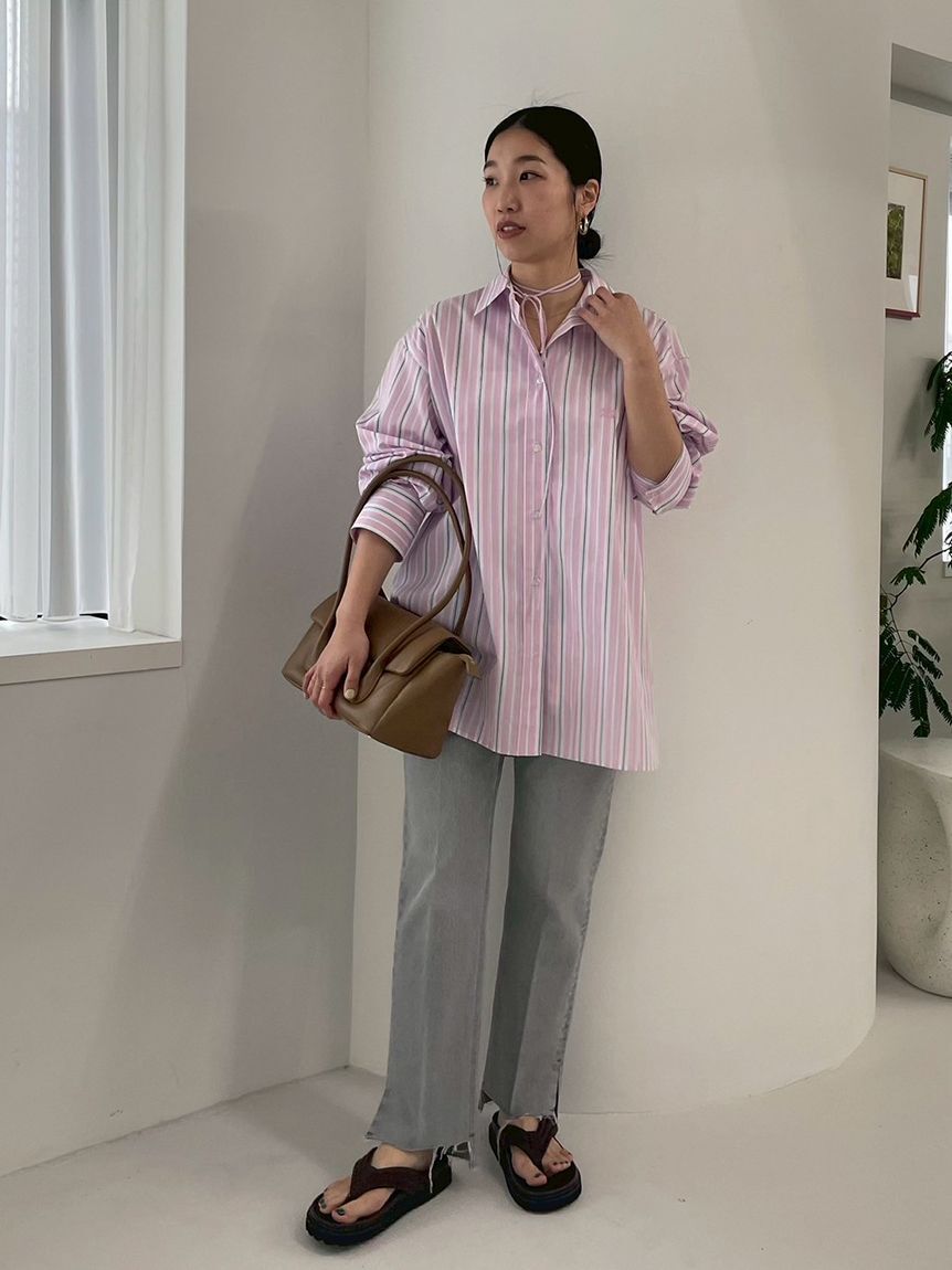 Mila Owen「裾段差テーパードデニムパンツ」|デニム|