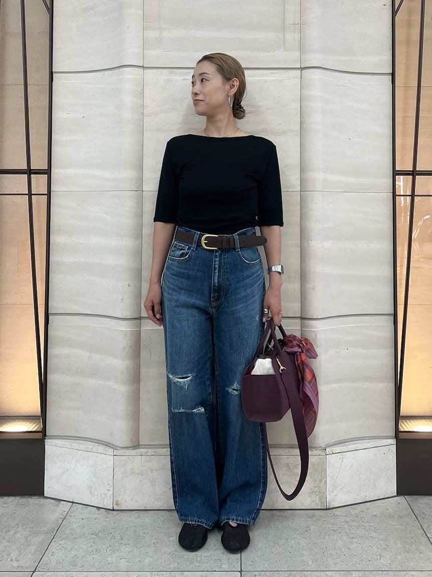 Mila Owen「ダメージ加工ルーズストレートデニムパンツ」|デニム|