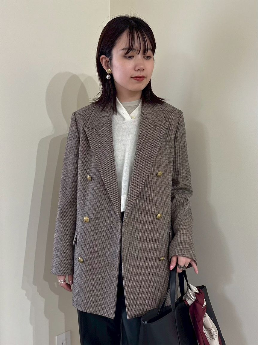 Mila Owen「チェック金釦ダブルブレストロングブレザー」|テーラードジャケット|CHECK