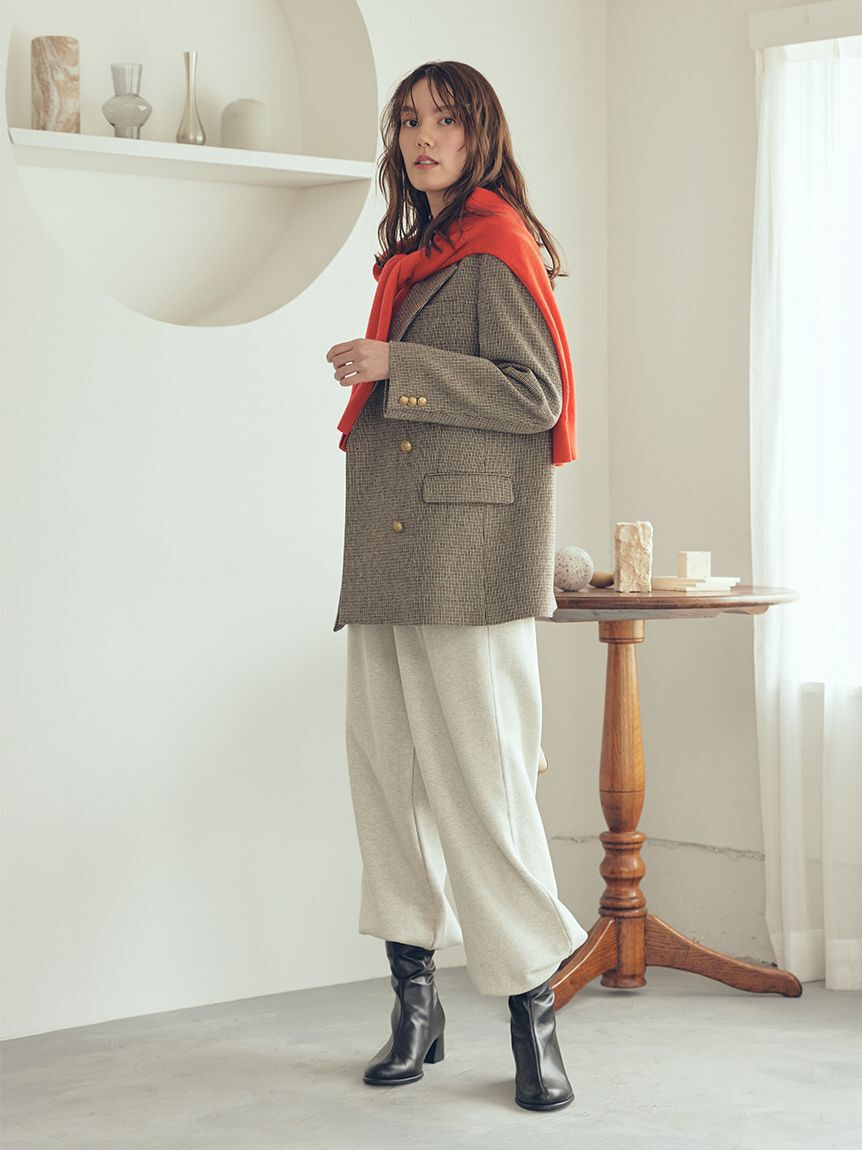 Mila Owen「チェック金釦ダブルブレストロングブレザー」|テーラードジャケット|