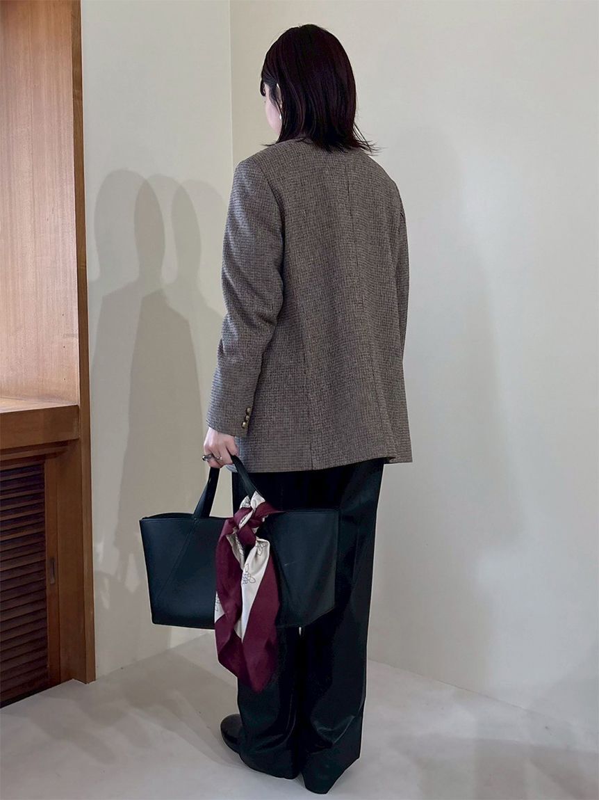 Mila Owen「チェック金釦ダブルブレストロングブレザー」|テーラードジャケット|