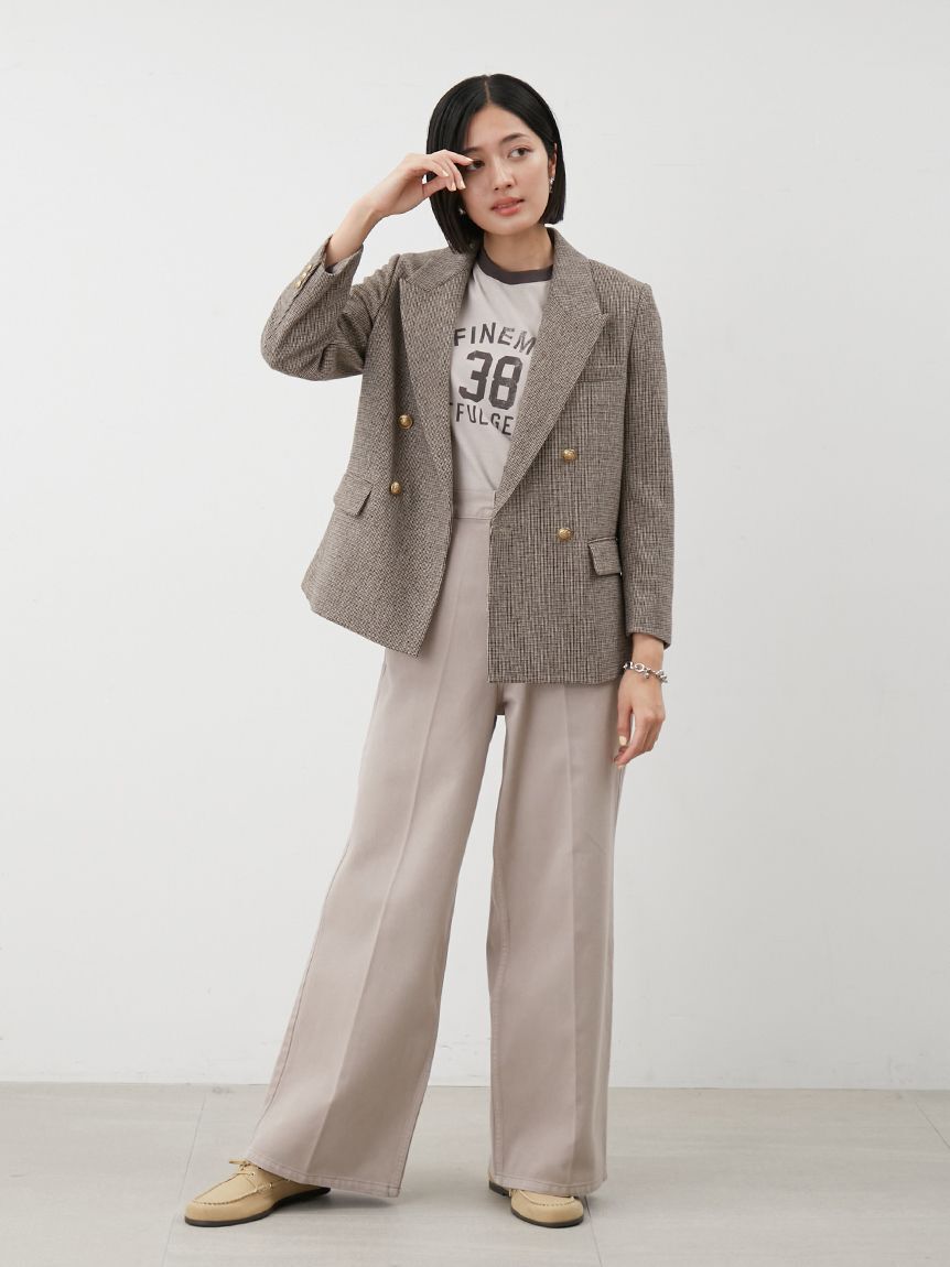 Mila Owen「チェック金釦ダブルブレストブレザー」|テーラードジャケット|