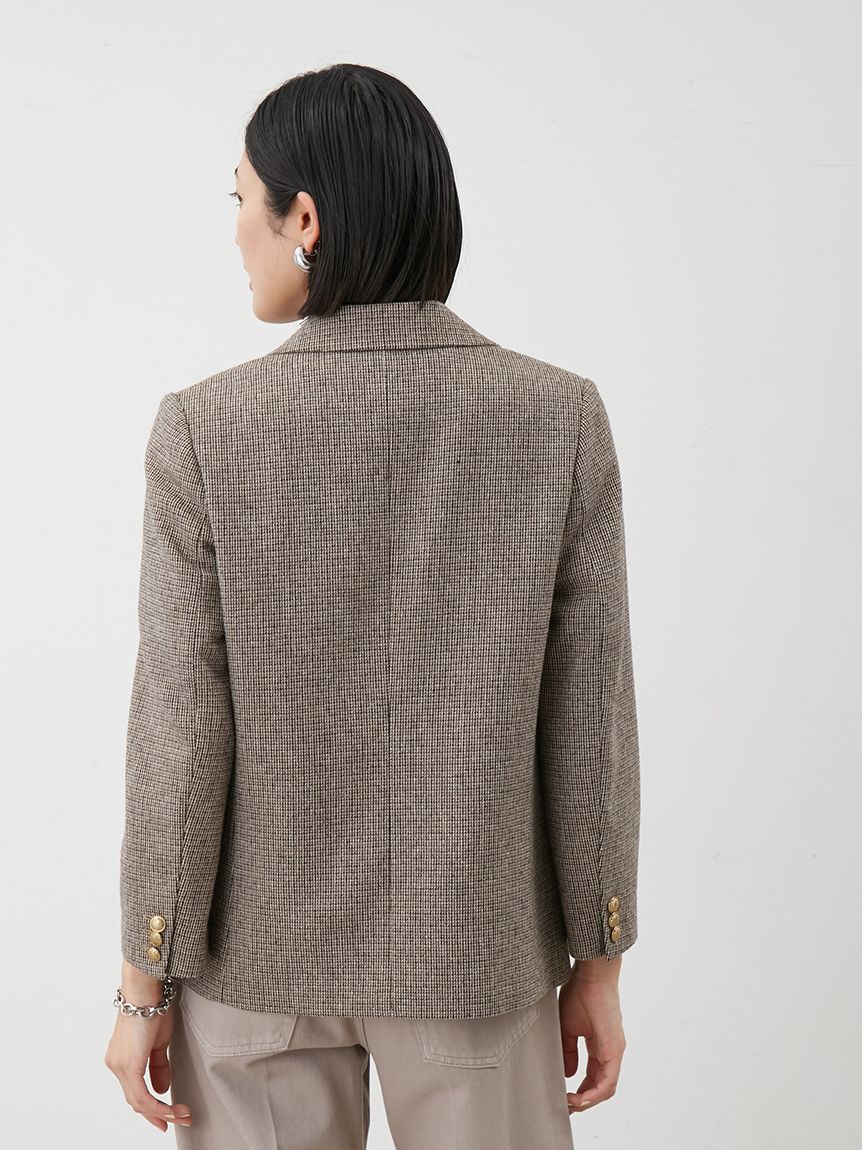Mila Owen「チェック金釦ダブルブレストブレザー」|テーラードジャケット|