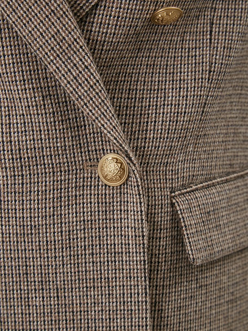 Mila Owen「チェック金釦ダブルブレストブレザー」|テーラードジャケット|