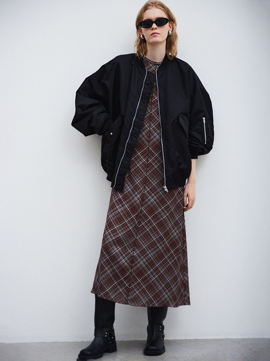 Mila Owen「リサイクルナイロンオーバーサイズMA-1」|ブルゾン・スタジャン|BLK