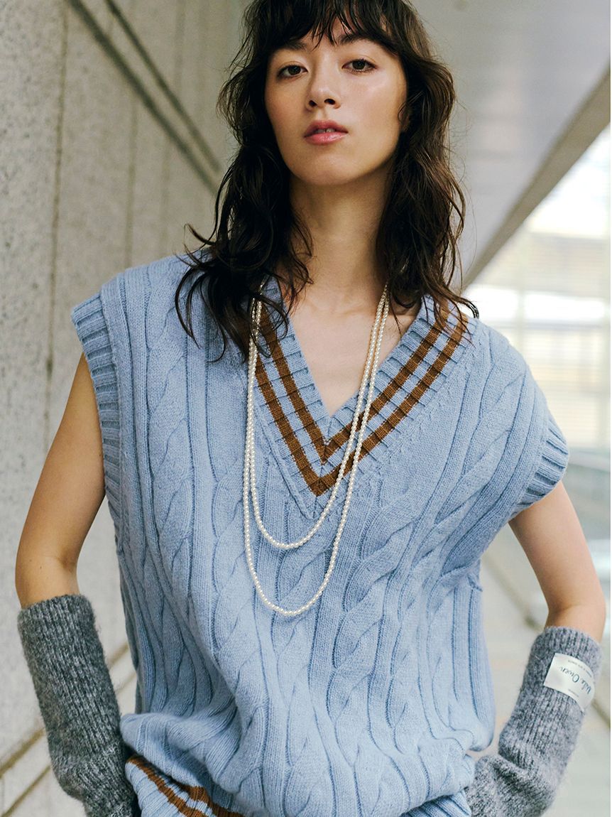 Mila Owen「チルデンニットベスト」|ダウンベスト・ベスト|