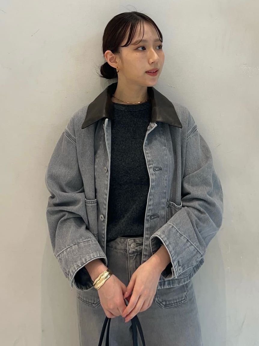 Mila Owen「ショート丈デニムカバオール」|デニムジャケット|GRY