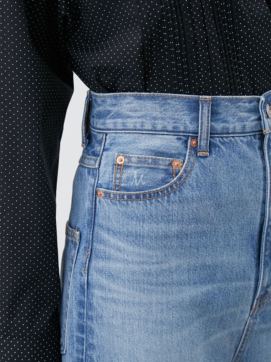 Mila Owen「ハイウエストワイドデニムパンツ」|デニム|