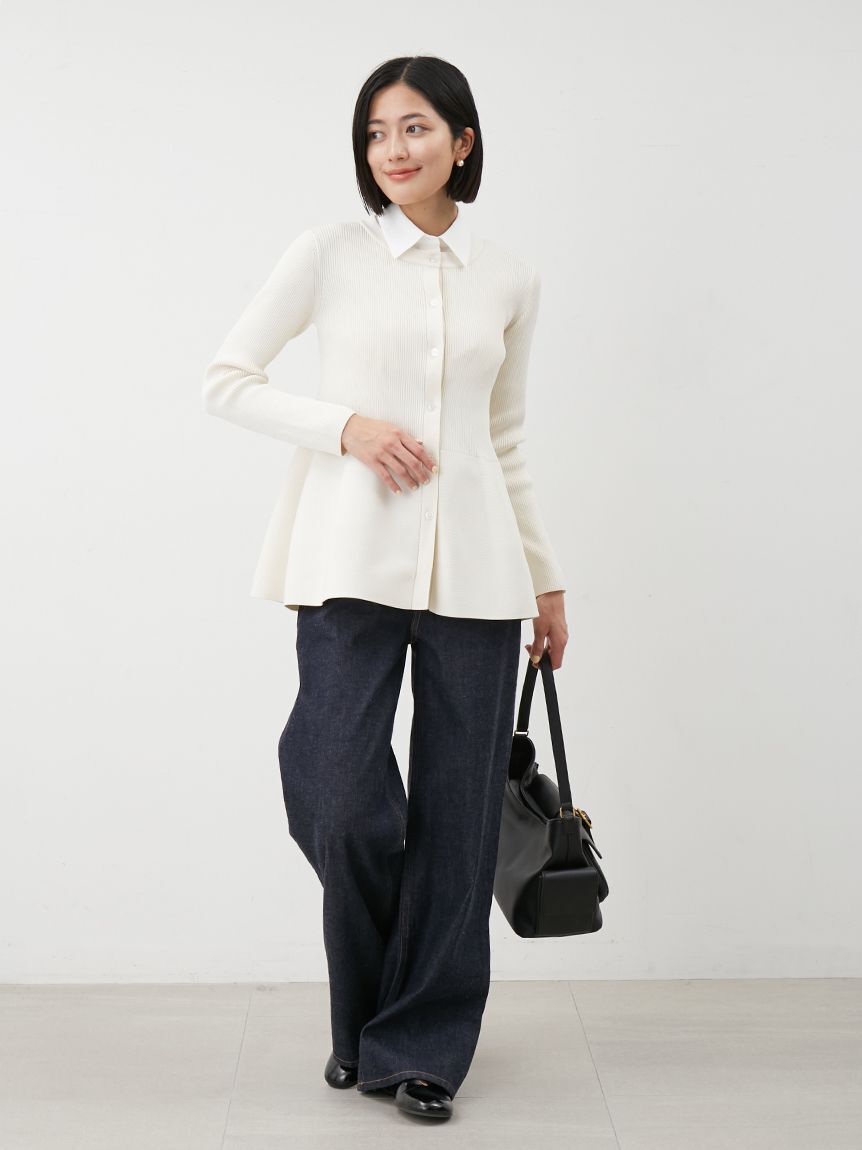 Mila Owen「ハイウエストワイドデニムパンツ」|デニム|