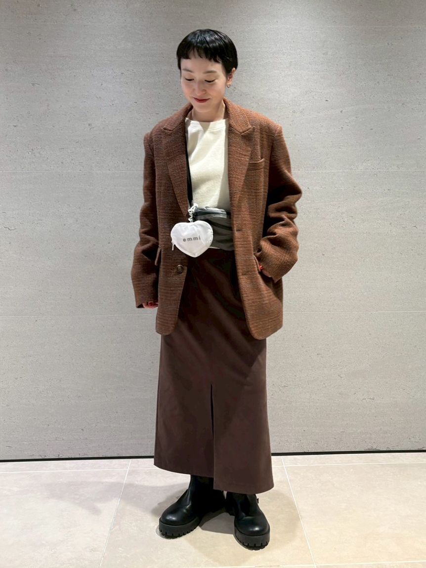 emmi atelier「ウールチェックジャケット」|テーラードジャケット|