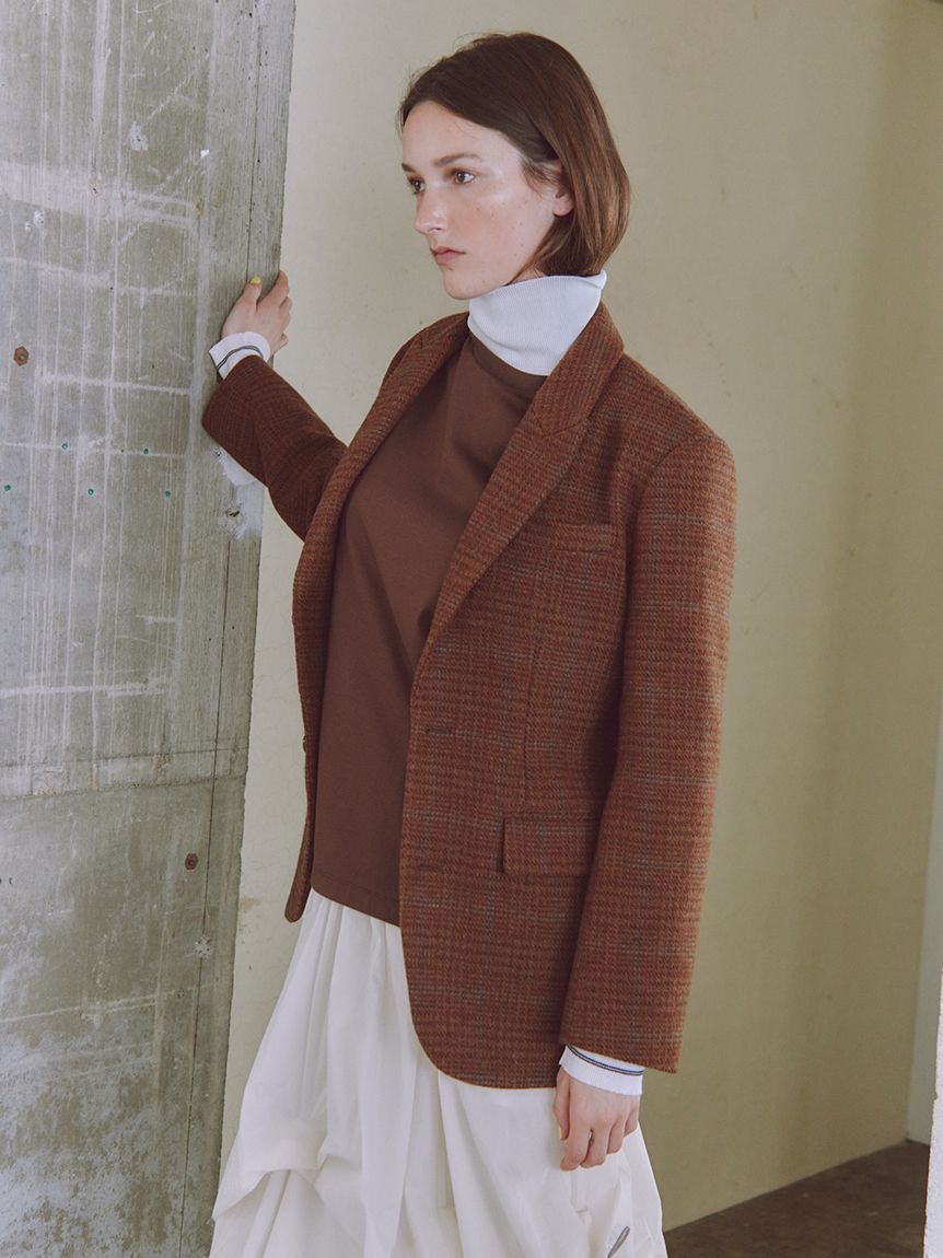 emmi atelier「ウールチェックジャケット」|テーラードジャケット|