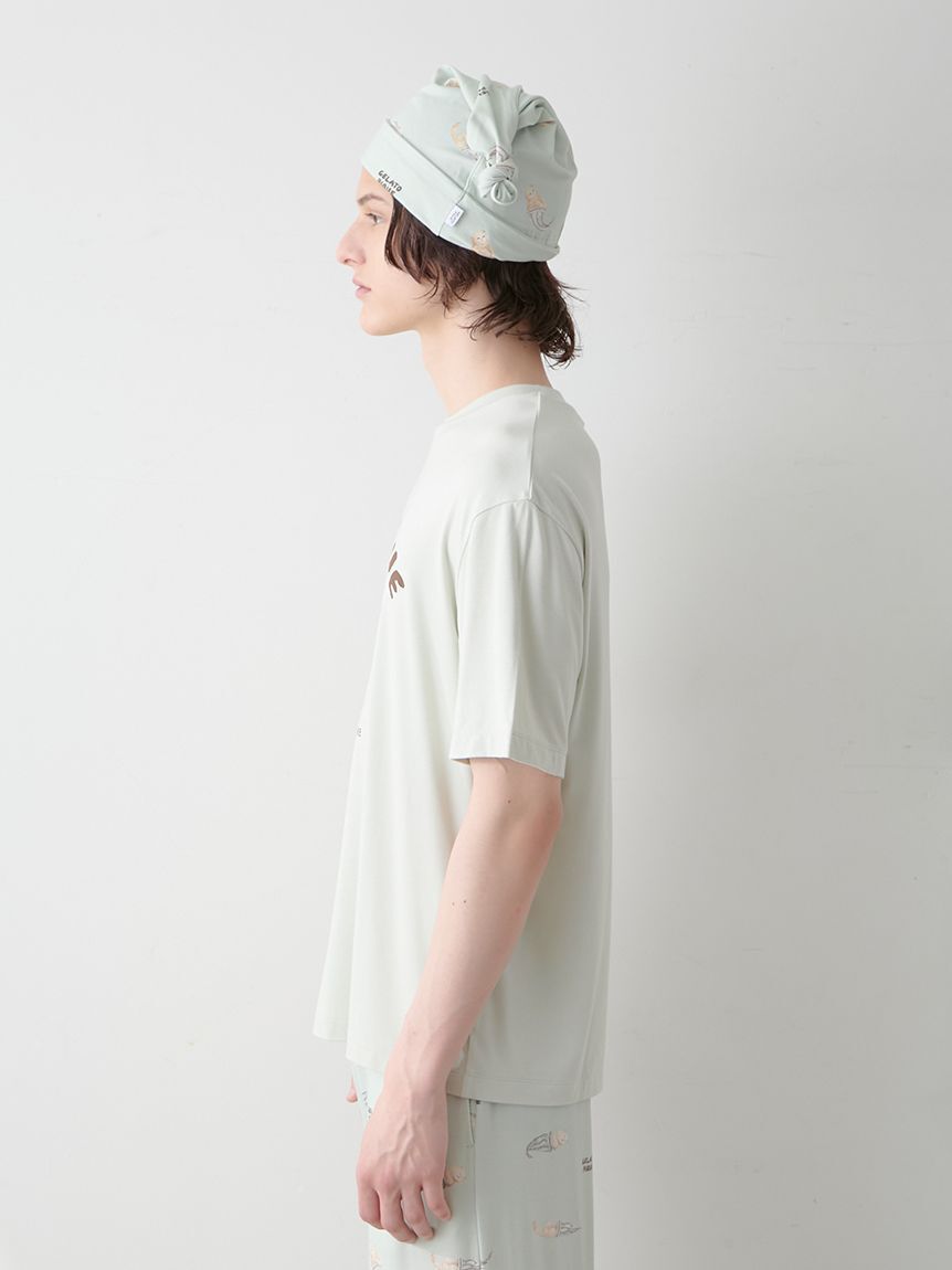 GELATO PIQUE HOMME「【ONLINE限定】【HOMME】sleeping cat ワンポイントTシャツ＆総柄ロングパンツセット」|ルームウェア|