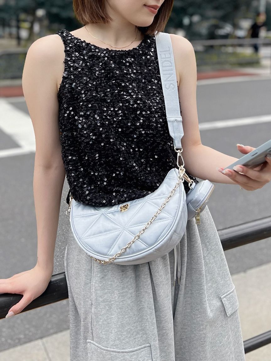 SNIDEL「ラメタンクトップス」|タンクトップ|BLK