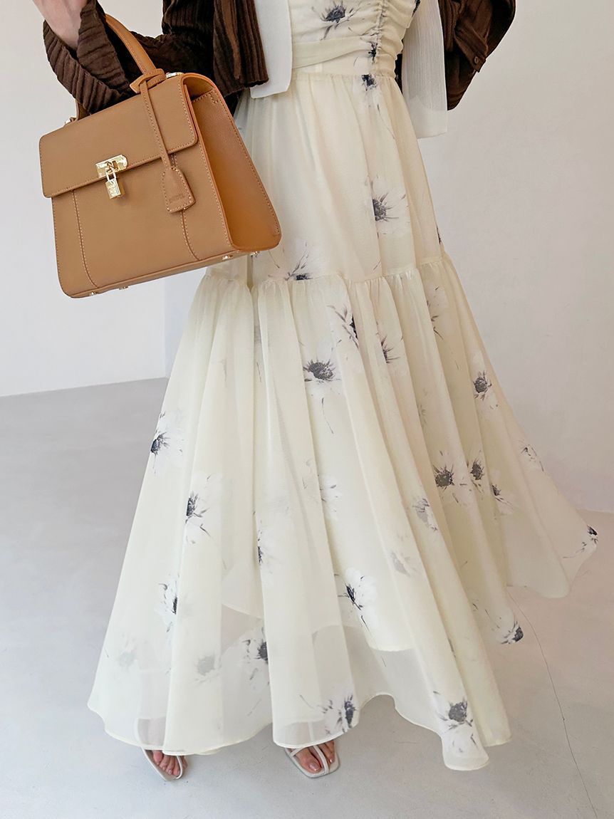 SNIDEL「【FLOWER COLLECTION】プリントショルダーリボンワンピース」|ワンピース|