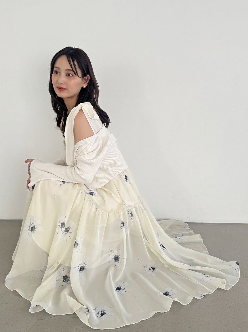 SNIDEL「【FLOWER COLLECTION】プリントショルダーリボンワンピース」|ワンピース|