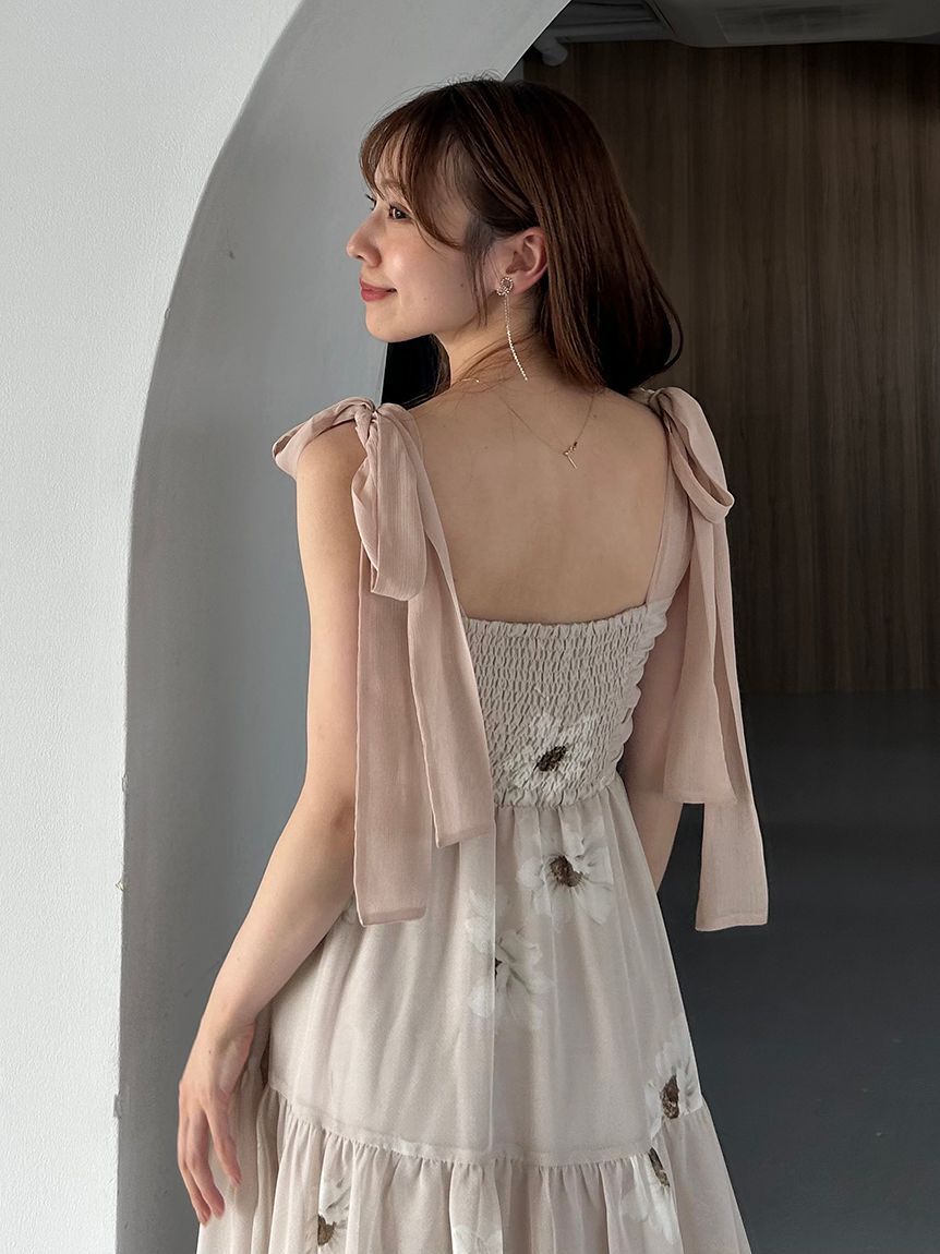 SNIDEL「【FLOWER COLLECTION】プリントショルダーリボンワンピース」|ワンピース|