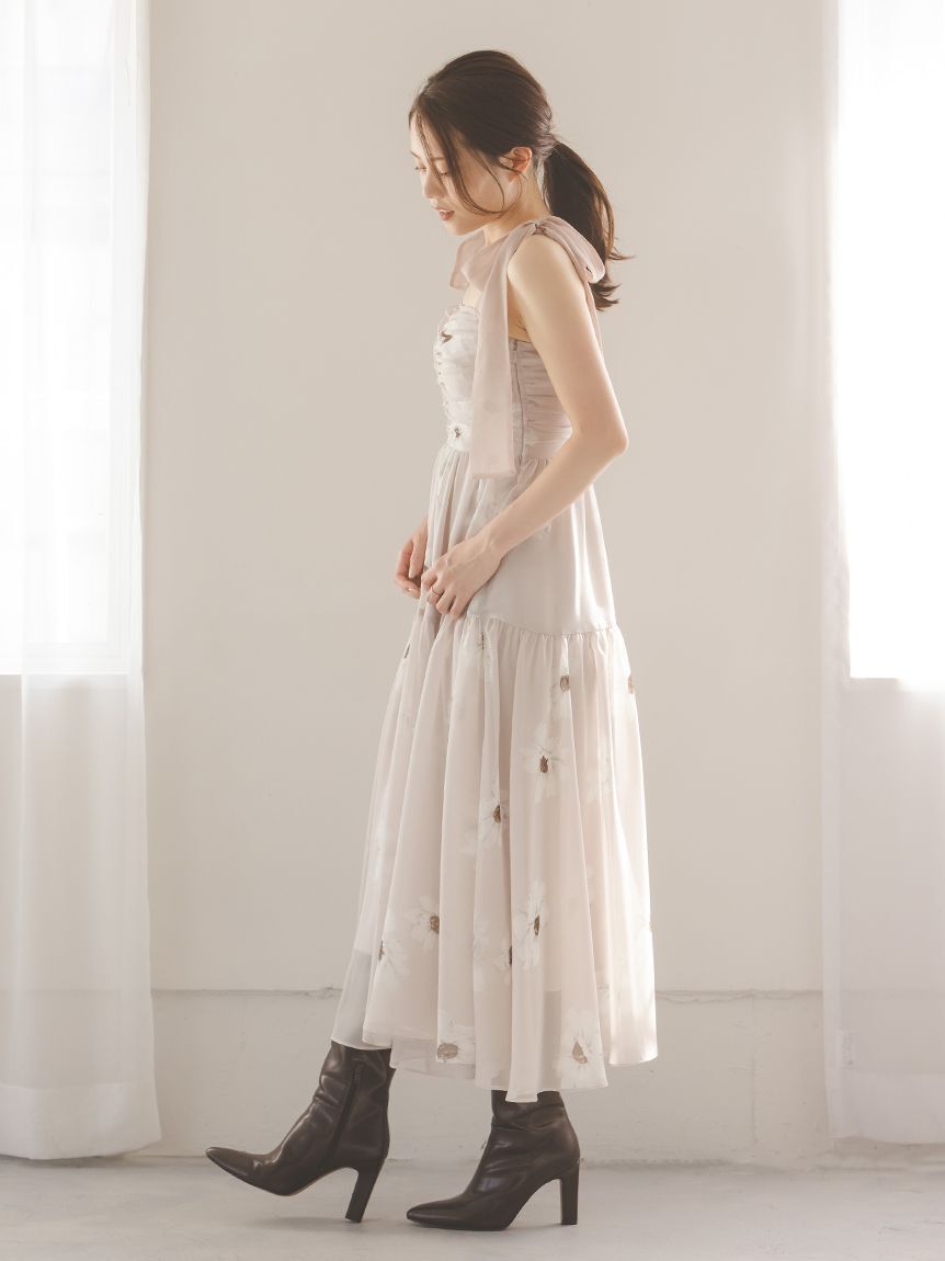 SNIDEL「【FLOWER COLLECTION】プリントショルダーリボンワンピース」|ワンピース|