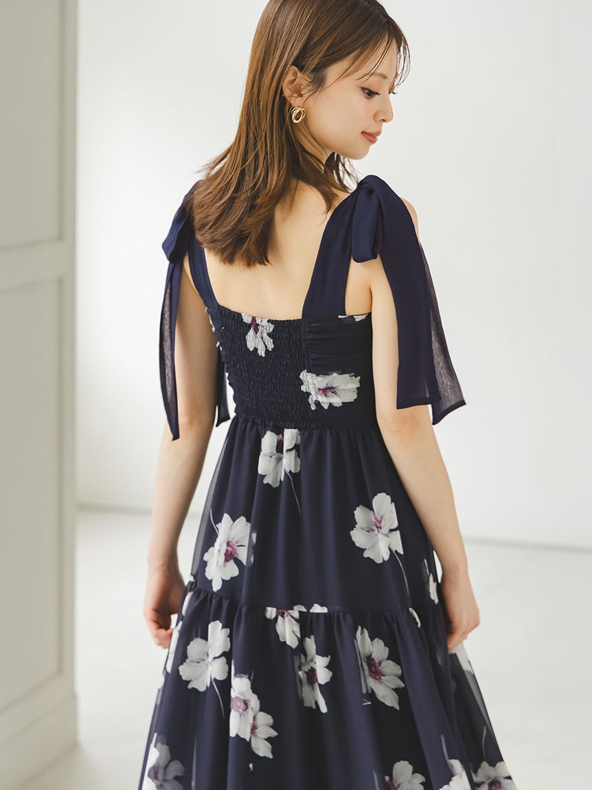 SNIDEL「【FLOWER COLLECTION】プリントショルダーリボンワンピース」|ワンピース|